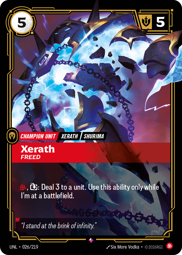 Xerath, Freed UNL-026 - Riftbound Standard Art, English reference artwork