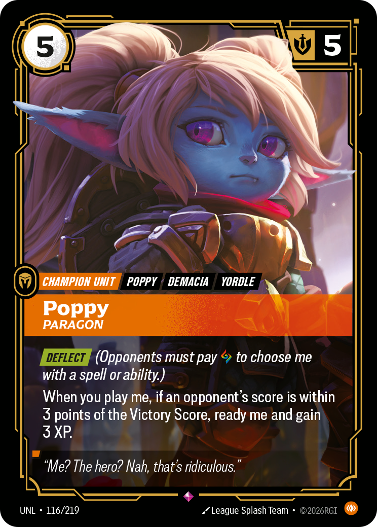 Poppy, Paragon UNL-116 - Riftbound Standard Art, English reference artwork