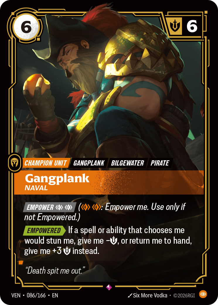 Gangplank, Naval VEN-086 - Riftbound Standard Art, English reference artwork