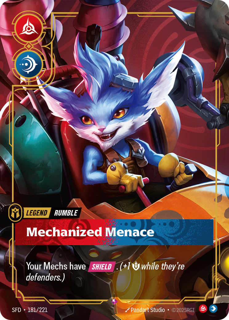 Rumble, Mechanized Menace SFD-181 - Riftbound Standard Art, English reference artwork