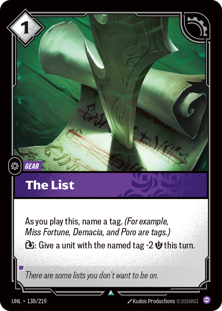The List UNL-138 - Riftbound Standard Art, English reference artwork