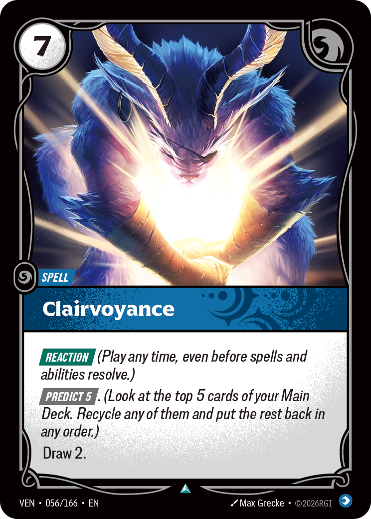 Clairvoyance VEN-056 - Riftbound Standard Art, English reference artwork