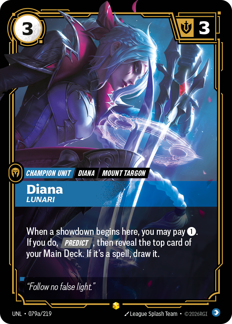 Diana, Lunari (Alternate Art) UNL-079A - Riftbound Alternate Art, English reference artwork