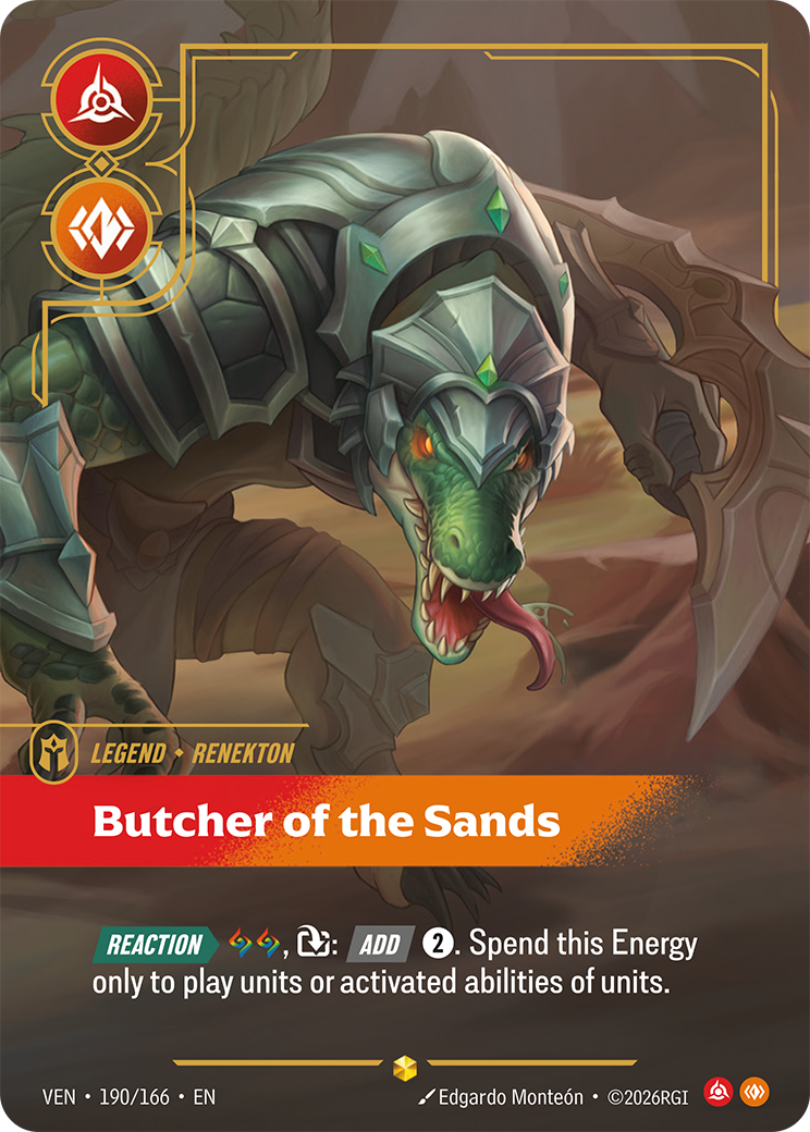 Renekton, Butcher of the Sands (Overnumbered) VEN-190 - Riftbound Overnumbered, English reference artwork