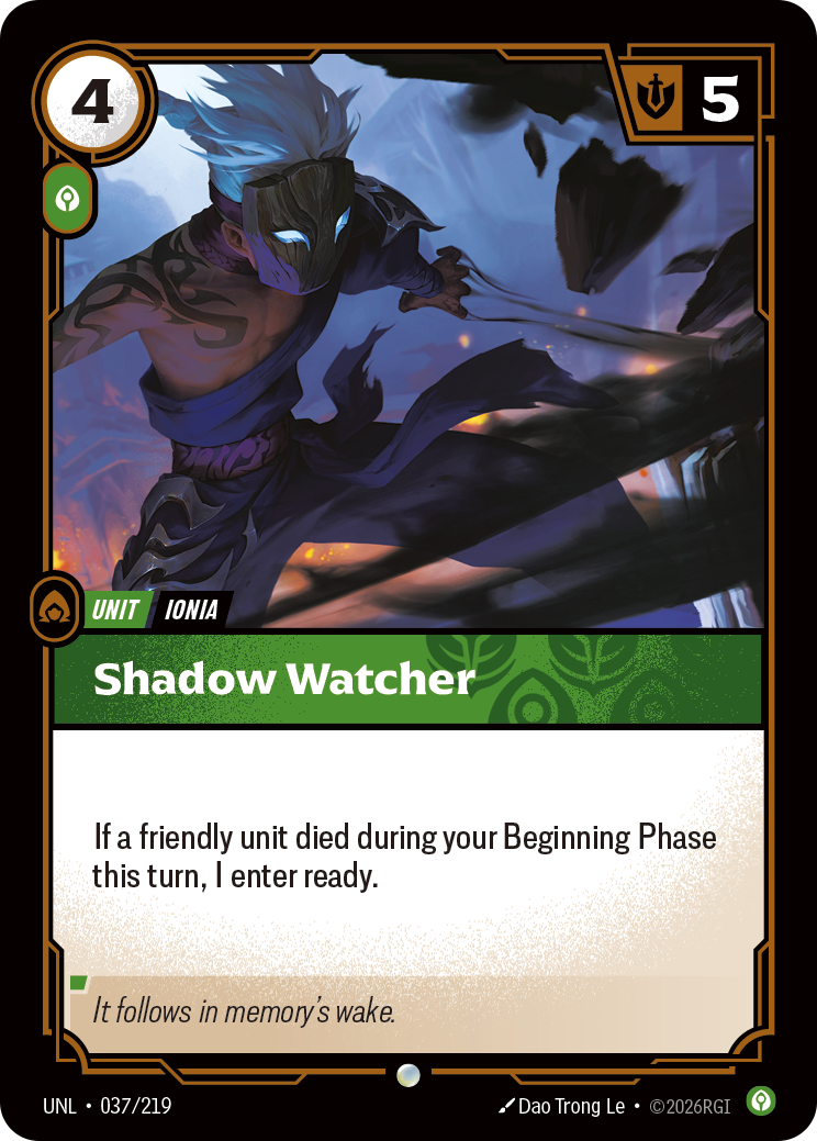 Shadow Watcher UNL-037 - Riftbound Standard Art, English reference artwork
