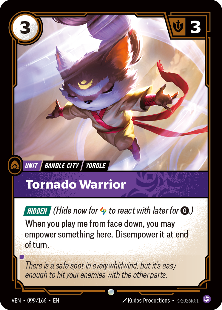Tornado Warrior VEN-099 - Riftbound Standard Art, English reference artwork