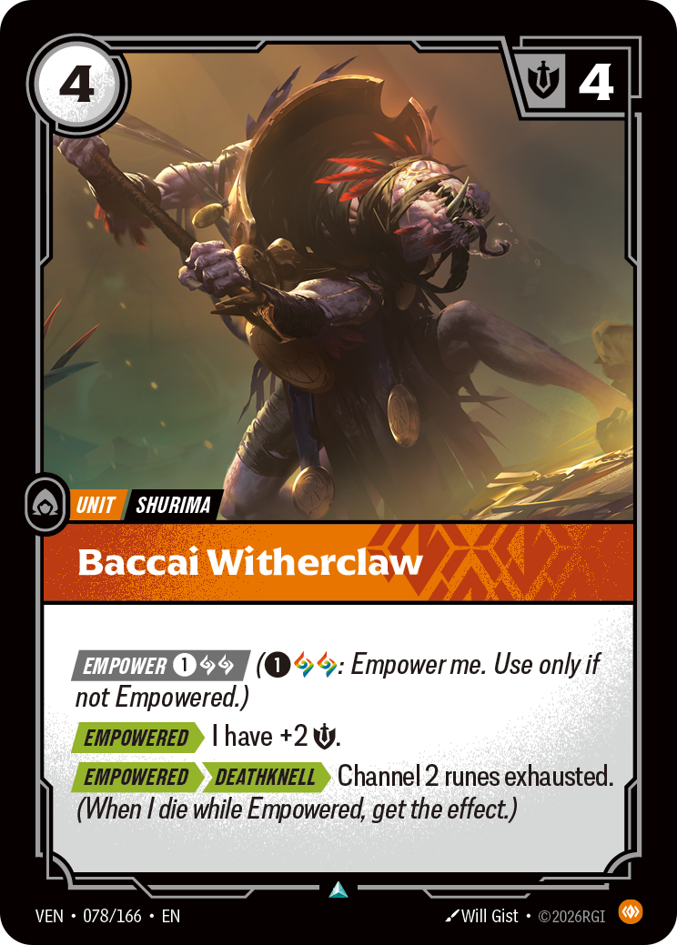 Baccai Witherclaw VEN-078 - Riftbound Standard Art, English reference artwork
