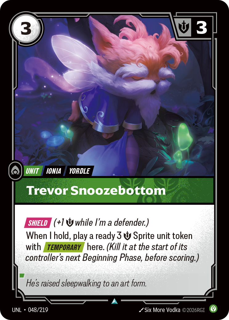 Trevor Snoozebottom UNL-048 - Riftbound Standard Art, English reference artwork