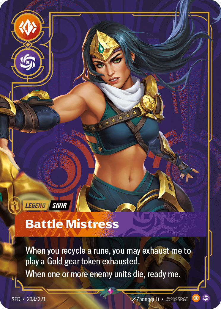 Sivir, Battle Mistress SFD-203 - Riftbound Standard Art, English reference artwork