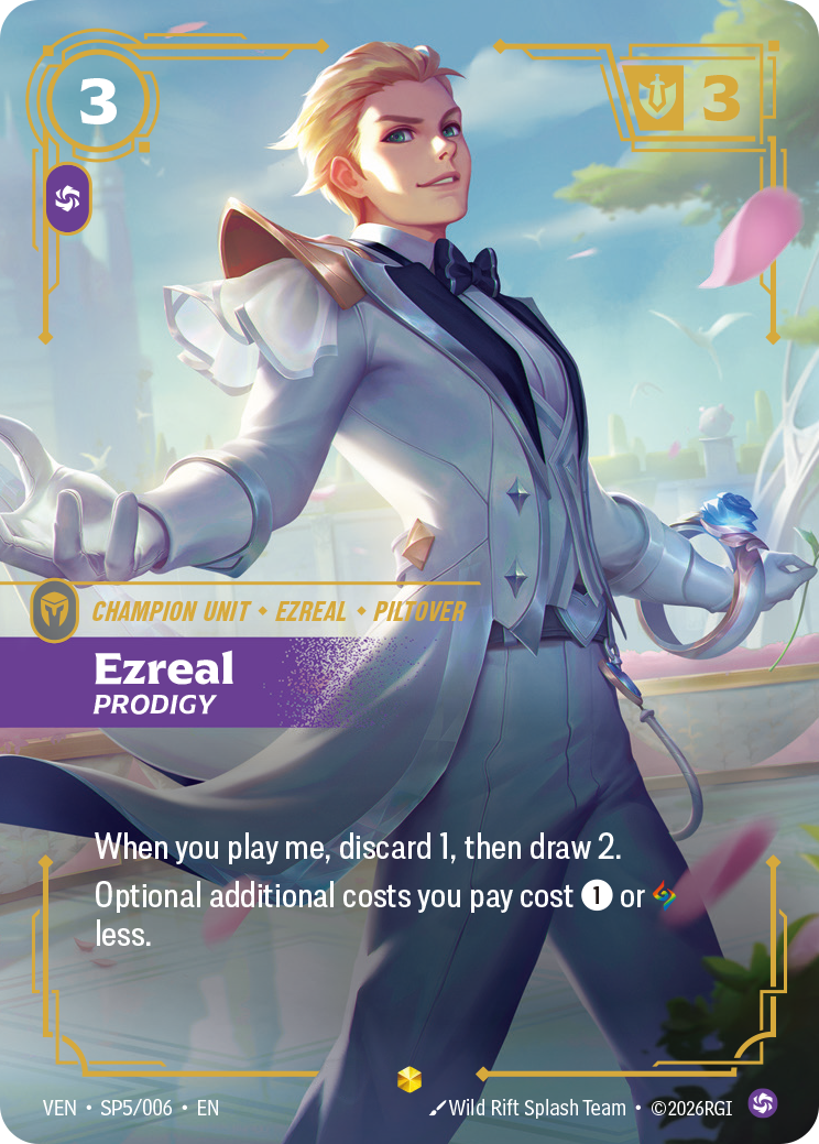 Ezreal, Prodigy VEN-SP5 - Riftbound Crystal Rose, English reference artwork