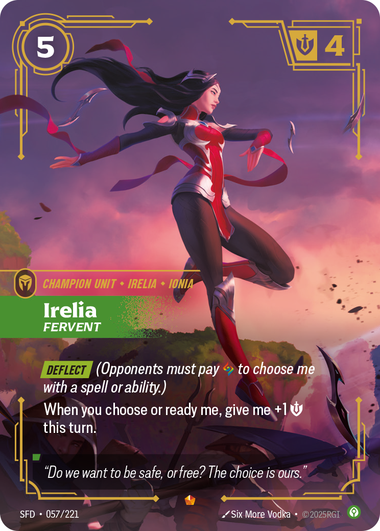 Irelia, Fervent SFD-057 - Riftbound Standard Art, English reference artwork