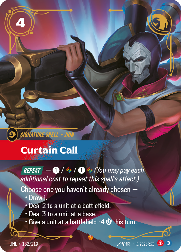 Curtain Call UNL-182 - Riftbound Standard Art, English reference artwork