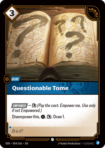 Questionable Tome VEN-054 - Riftbound Standard Art, English reference artwork