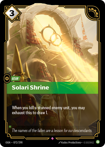 Solari Shrine OGN-072 - Riftbound Standard Art, English reference artwork