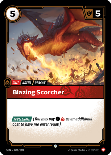 Blazing Scorcher OGN-001 - Riftbound Standard Art, English reference artwork