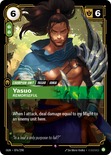 Yasuo - Remorseful OGN-076 - Riftbound Standard Art, English reference artwork