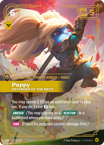 Poppy, Defender of the Meek UNL-178 - Riftbound Standard Art, English reference artwork