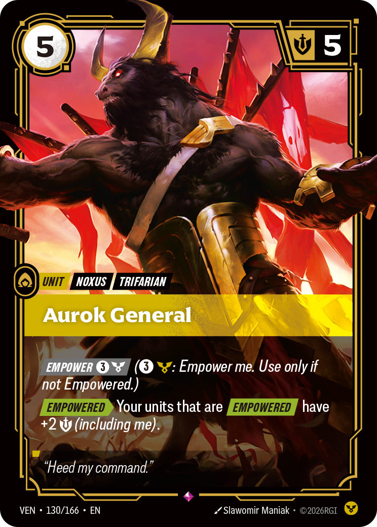 Aurok General VEN-130 - Riftbound Standard Art, English reference artwork