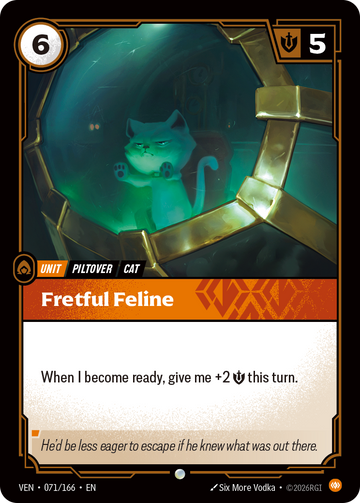 Fretful Feline VEN-071 - Riftbound Standard Art, English reference artwork
