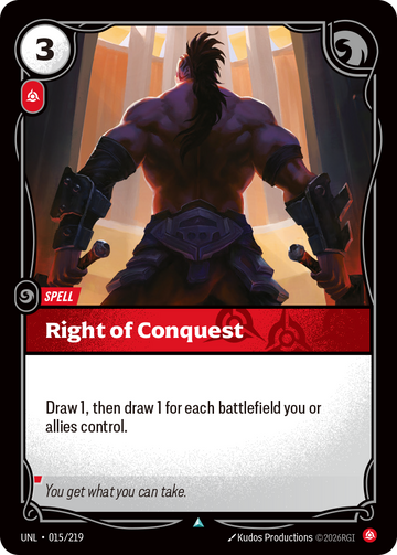 Right of Conquest UNL-015 - Riftbound Standard Art, English reference artwork