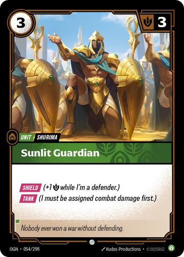 Sunlit Guardian OGN-054 - Riftbound Standard Art, English reference artwork