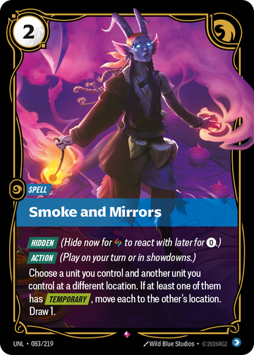 Smoke and Mirrors UNL-083 - Riftbound Standard Art, English reference artwork