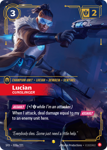 Lucian, Gunslinger (Alternate Art) SFD-028A - Riftbound Alternate Art, English reference artwork