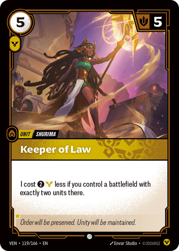 Keeper of Law VEN-119 - Riftbound Standard Art, English reference artwork