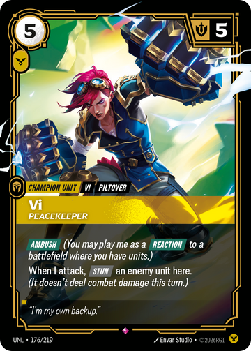 Vi, Peacekeeper UNL-176 - Riftbound Standard Art, English reference artwork