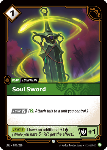 Soul Sword UNL-039 - Riftbound Standard Art, English reference artwork