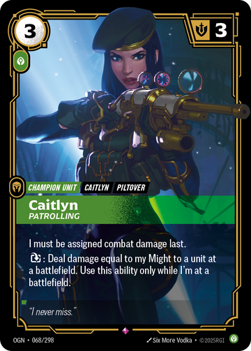 Caitlyn - Patrolling OGN-068 - Riftbound Standard Art, English reference artwork