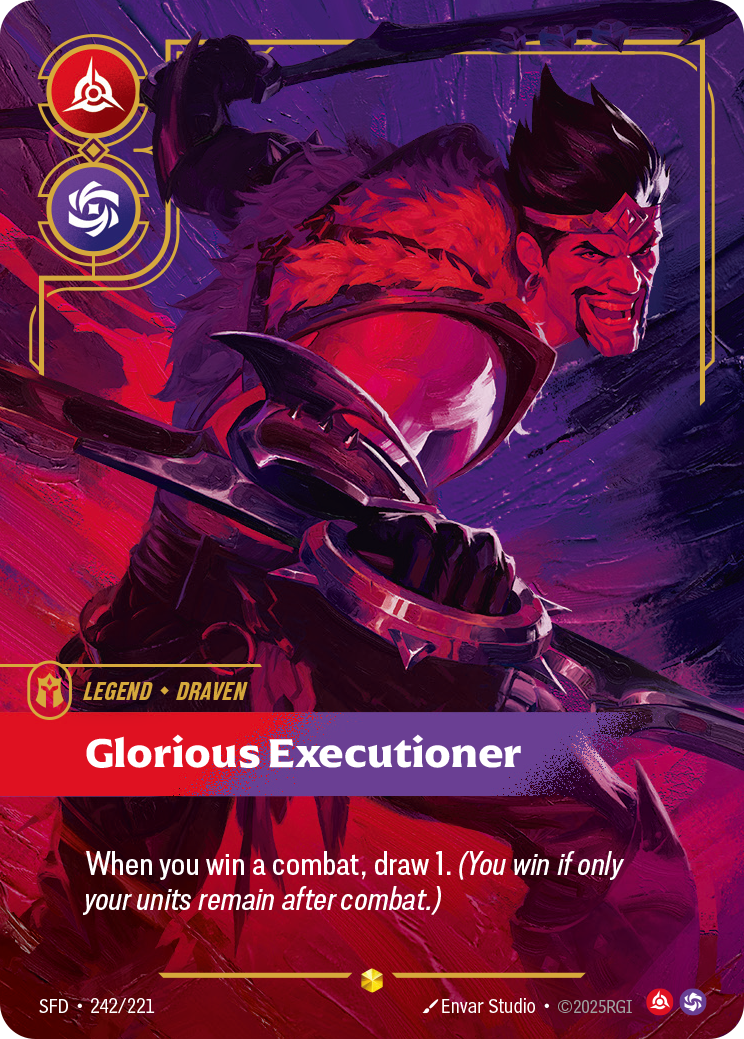 Draven, Glorious Executioner (Overnumbered) SFD-242 - Riftbound Overnumbered, English reference artwork