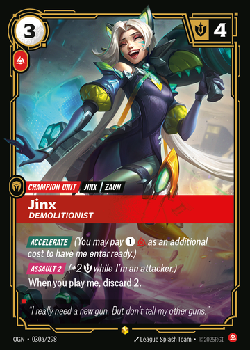 Jinx - Demolitionist (Alternate Art) OGN-030A - Riftbound Alternate Art, English reference artwork