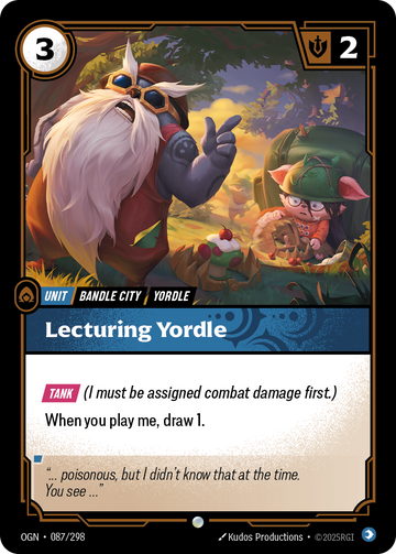Lecturing Yordle OGN-087 - Riftbound Standard Art, English reference artwork