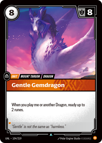 Gentle Gemdragon UNL-104 - Riftbound Standard Art, English reference artwork
