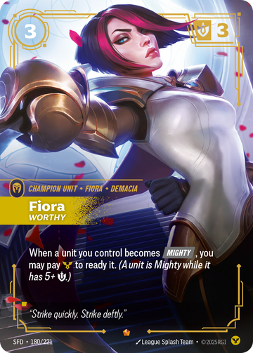 Fiora, Worthy SFD-180 - Riftbound Standard Art, English reference artwork