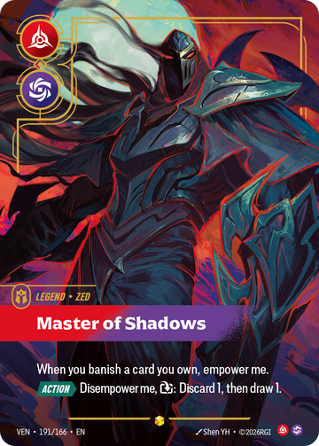 Zed, Master of Shadows (Overnumbered) VEN-191 - Riftbound Overnumbered, English reference artwork
