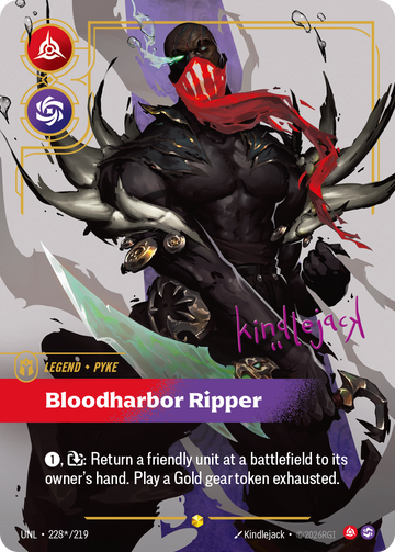 Pyke, Bloodharbor Ripper (Signature) UNL-228S - Riftbound Signature, English reference artwork