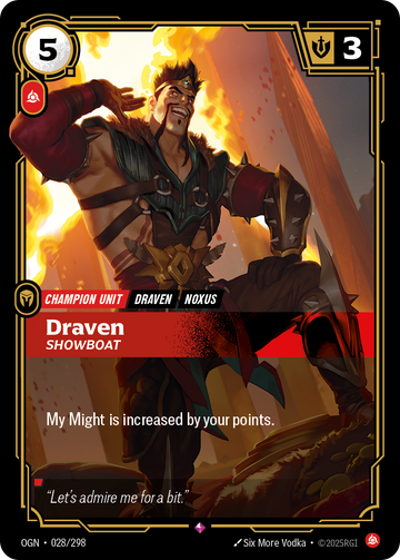 Draven - Showboat OGN-028 - Riftbound Standard Art, English reference artwork