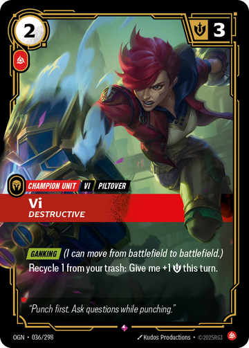 Vi - Destructive OGN-036 - Riftbound Standard Art, English reference artwork