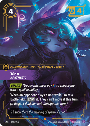Vex, Apathetic UNL-150 - Riftbound Standard Art, English reference artwork