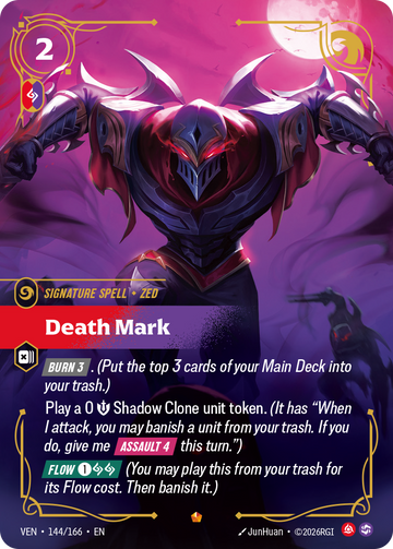 Death Mark VEN-144 - Riftbound Standard Art, English reference artwork