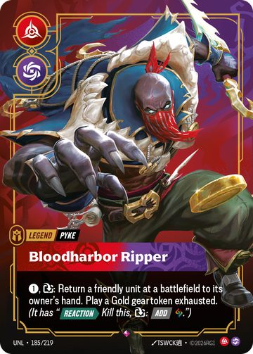 Pyke, Bloodharbor Ripper UNL-185 - Riftbound Standard Art, English reference artwork