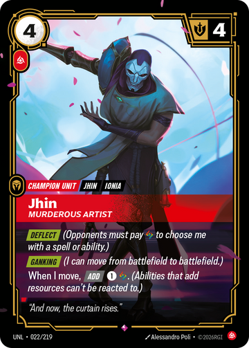 Jhin, Murderous Artist UNL-022 - Riftbound Standard Art, English reference artwork