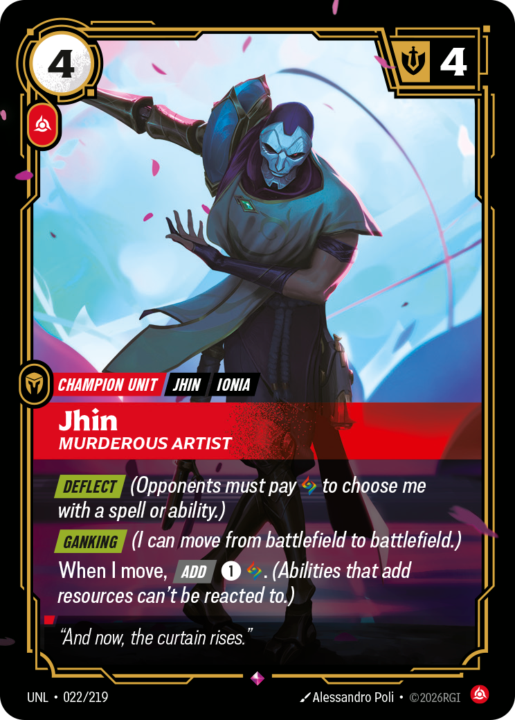 Jhin, Murderous Artist UNL-022 - Riftbound Standard Art, English reference artwork