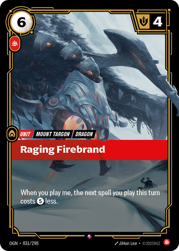 Raging Firebrand OGN-031 - Riftbound Standard Art, English reference artwork