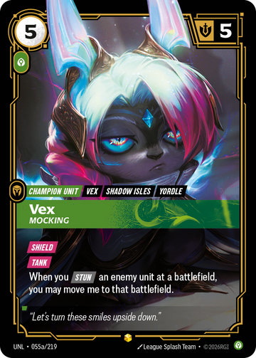 Vex, Mocking (Alternate Art) UNL-055A - Riftbound Alternate Art, English reference artwork
