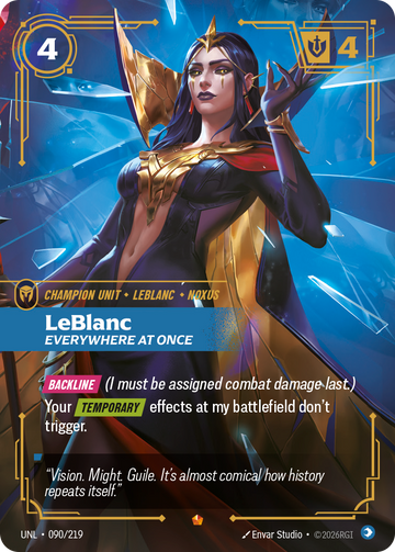 LeBlanc, Everywhere At Once UNL-090 - Riftbound Standard Art, English reference artwork