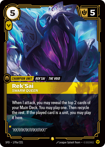 Rek'Sai, Swarm Queen (Alternate Art) SFD-170A - Riftbound Alternate Art, English reference artwork