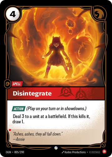 Disintegrate OGN-005 - Riftbound Standard Art, English reference artwork
